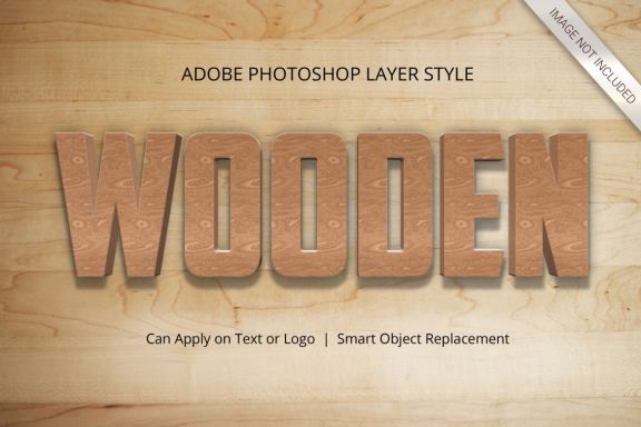 3D Realistic Wood Text Effect Style