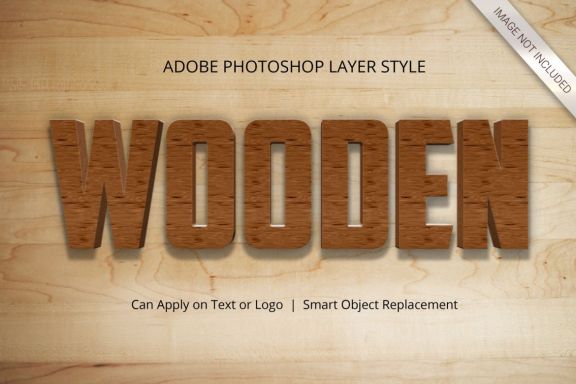 3D Realistic Wood Text Effect Style