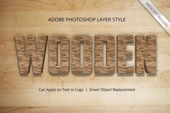 3D Realistic Wood Text Effect Style