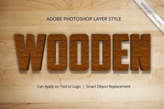 3D Realistic Wood Text Effect Style