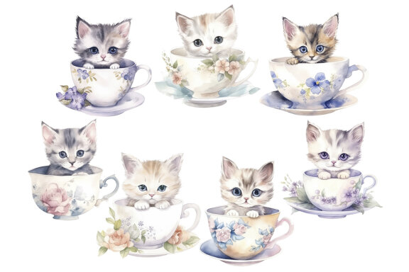 Cute Teacup Kittens PNG Bundle