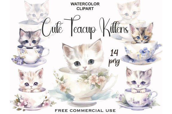 Cute Teacup Kittens PNG Bundle