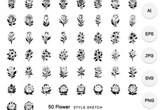 Flower Element Draw Black