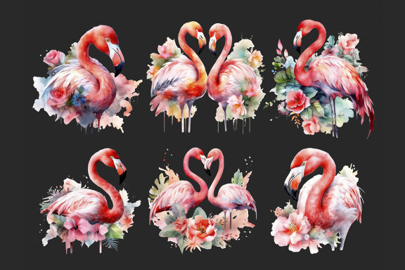 Flower Flamingo PNG Bundle
