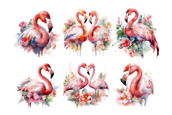 Flower Flamingo PNG Bundle