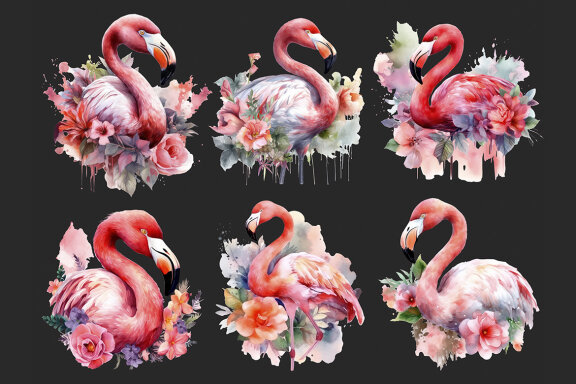 Flower Flamingo PNG Bundle