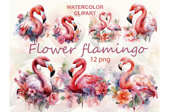 Flower Flamingo PNG Bundle