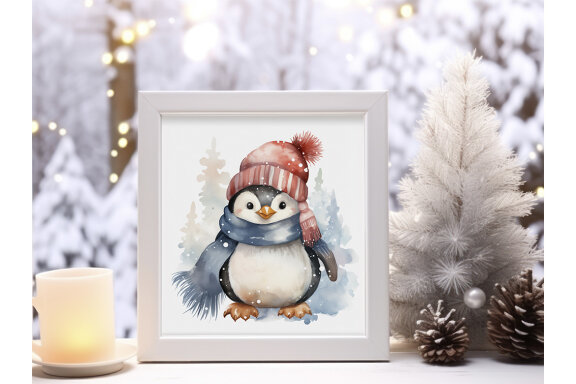 Winter Penguins PNG bundle