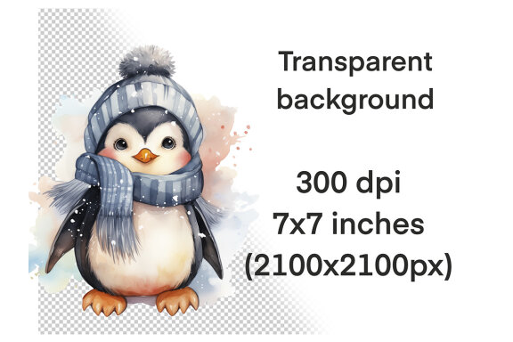 Winter Penguins PNG bundle