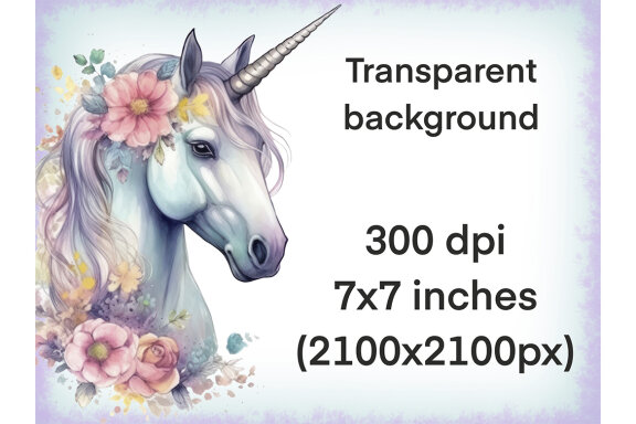 Floral Unicorn PNG Bundle, Fantasy Animal Clipart