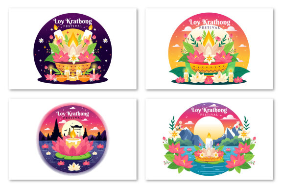 10 Loy Krathong Festival Illustration
