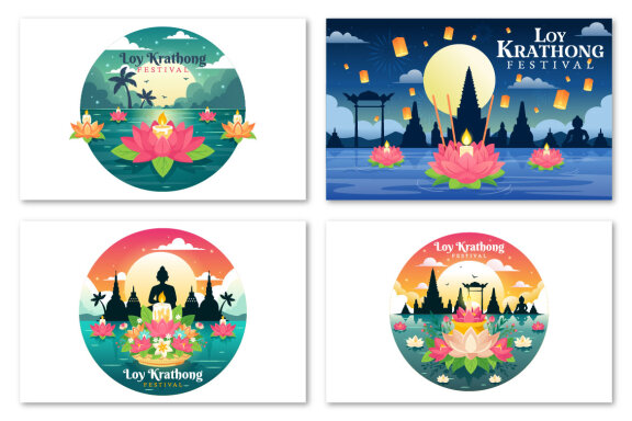 10 Loy Krathong Festival Illustration
