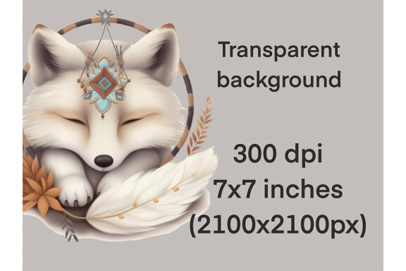 Dreaming Fox PNG Bundle, Cute Boho Foxes Clipart