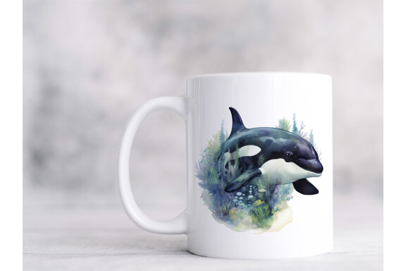 Watercolor Orca PNG Bundle