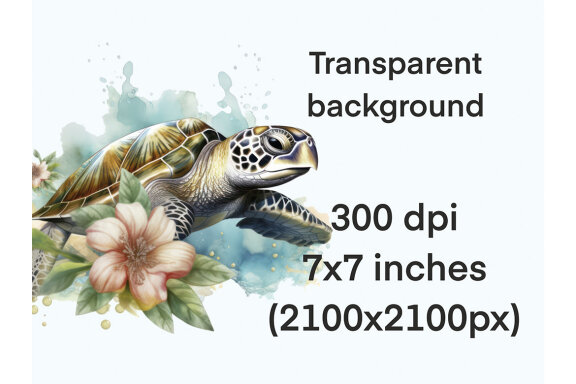 Watercolor Sea Turtle PNG Bundle