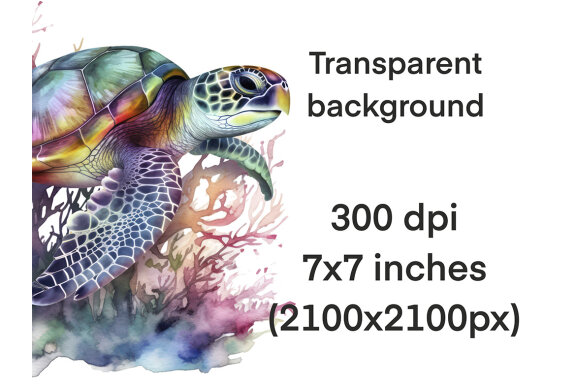 Iridescent Sea Turtle PNG Bundle