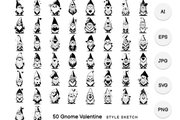 Gnome Valentine Element Draw Black