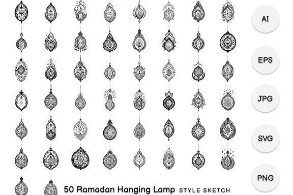 Ramadan Hanging Lamp Element Draw Black