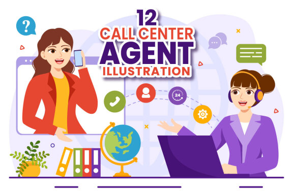 12 Call Center Agent Illustration