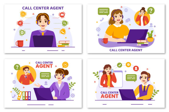 12 Call Center Agent Illustration