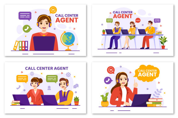 12 Call Center Agent Illustration