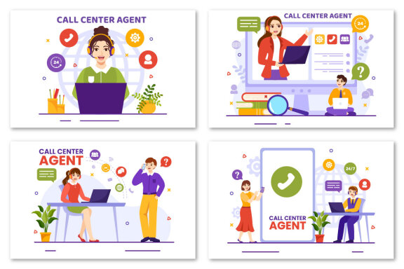 12 Call Center Agent Illustration