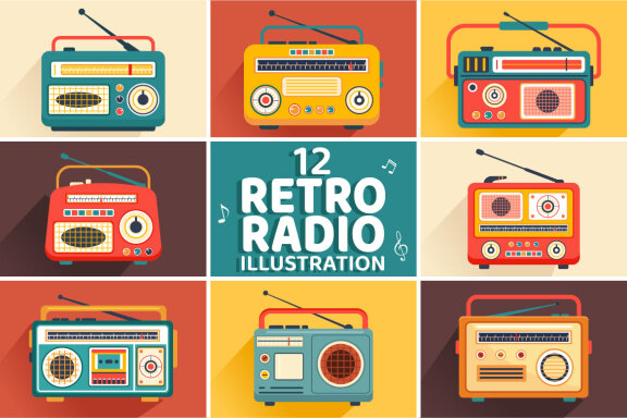 12 Retro Radio Illustration