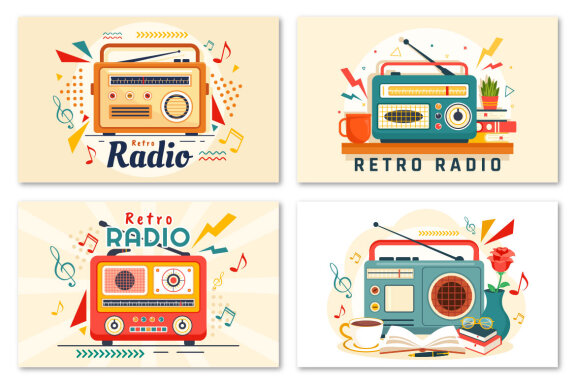 12 Retro Radio Illustration