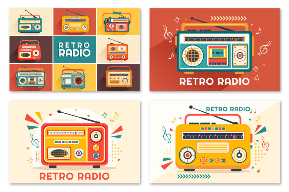 12 Retro Radio Illustration