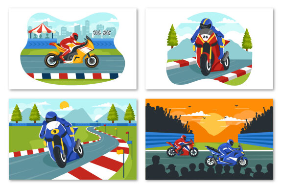 12 Racing Motosport Illustration