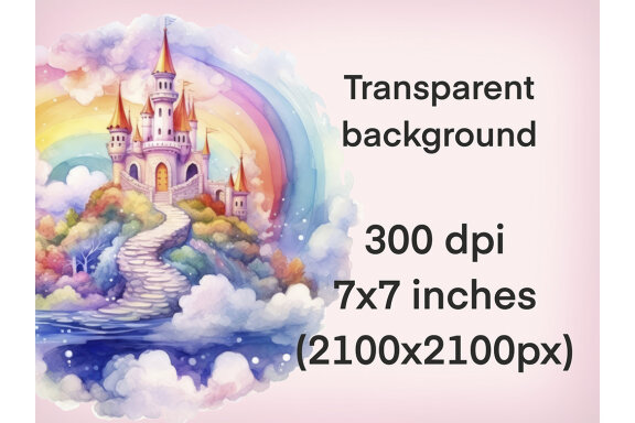 Rainbow Sky Castle PNG Bundle