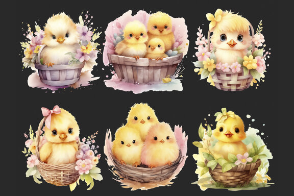 Cute Little Chicks PNG Bundle