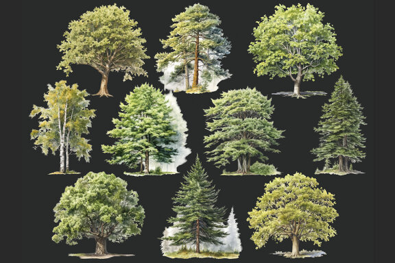 Forest Trees PNG Bundle, Summer Tree Clipart