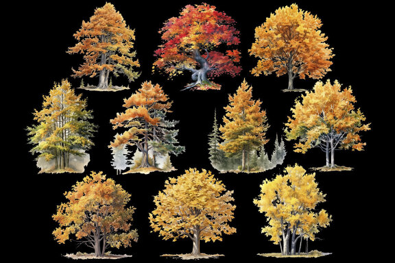 Fall Forest Trees PNG Bundle, Autumn Tree Clipart