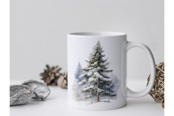 Winter Forest Trees PNG Bundle, Snowy Tree Clipart