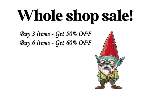 Zombie Gnomes PNG Bundle, Funny Horror Clipart