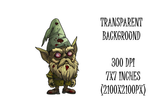 Zombie Gnomes PNG Bundle, Funny Horror Clipart