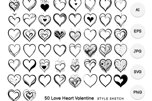 Love Heart Valentine Element Draw Black