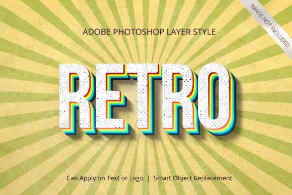 3D Realistic Text Effect RETRO VINTAGE Style