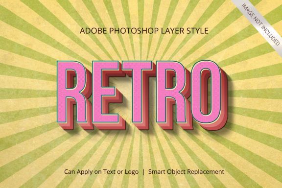3D Realistic Text Effect RETRO VINTAGE Style