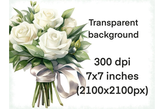 Watercolor White Rose Wedding Clipart