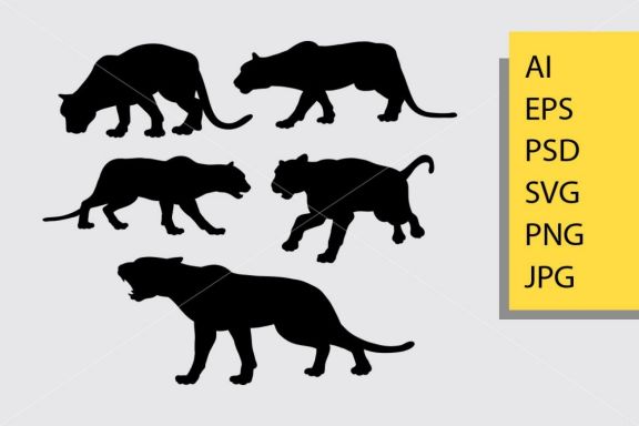 Puma and panther 1 silhouette