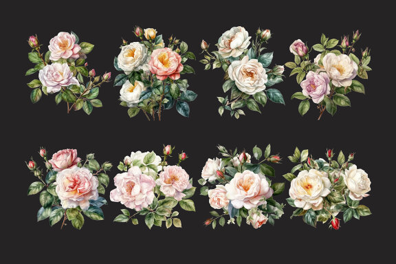 Wild Roses PNG Bundle