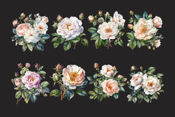 Wild Roses PNG Bundle