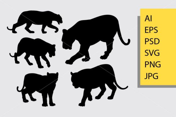 Puma and panther 3 silhouette