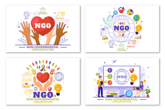 12 NGO or Non Governmental Organization Illustration