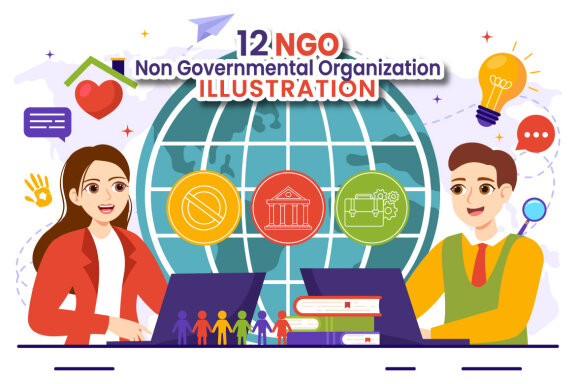 12 NGO or Non Governmental Organization Illustration