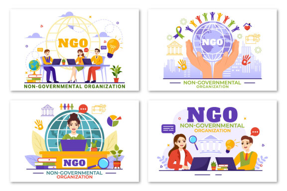12 NGO or Non Governmental Organization Illustration