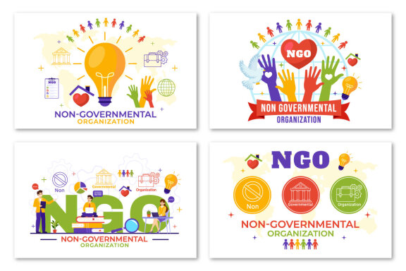 12 NGO or Non Governmental Organization Illustration