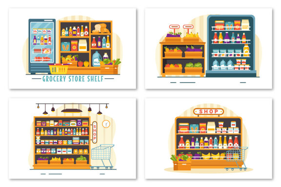 10 Grocery Store Shelf Illustration